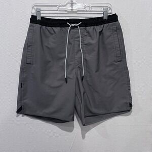 Stance FreshTek Athletic Shorts Gray Black Stretch Wicking Medium 7 Inch Inseam